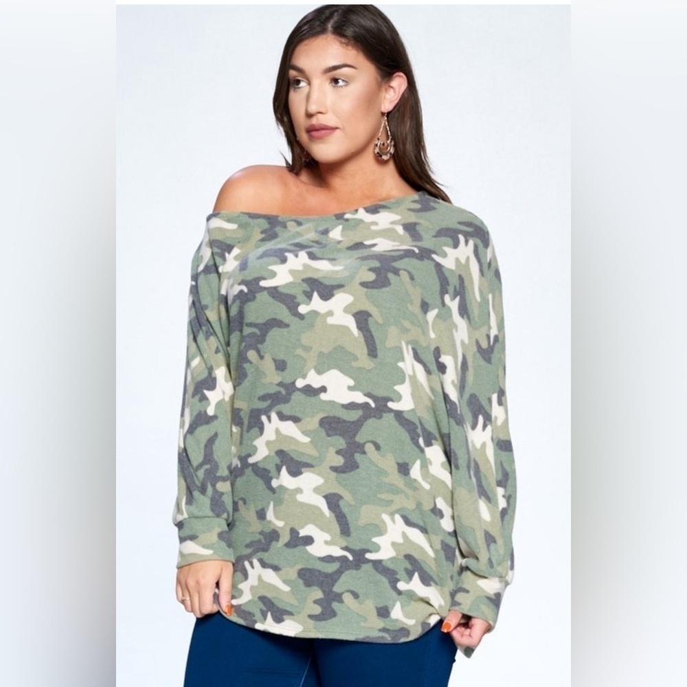 Ms. Diva Plus Soft Camouflaged Top